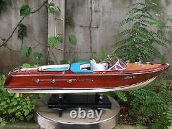 116 Blue Riva Aquarama Wooden Italian Speed Boat 53Cm Length Handmade Gift