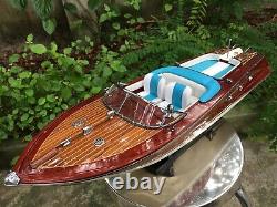 116 Blue Riva Aquarama Wooden Italian Speed Boat 53Cm Length Handmade Gift