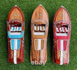 116 Blue Riva Aquarama Wooden Italian Speed Boat 53Cm Length Handmade Gift