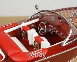 116 Red Riva Aquarama Boat 21L Wooden Handcrafted Ship Model