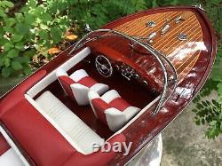 116 Red Riva Aquarama Wooden Model 21'' Speed Boat Ship Gift Decoration