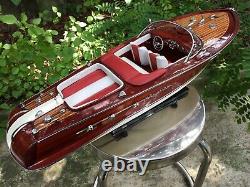 116 Red Riva Aquarama Wooden Model 21'' Speed Boat Ship Gift Decoration