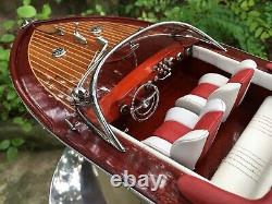 116 Red Riva Aquarama Wooden Model 21'' Speed Boat Ship Gift Decoration