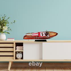 116 Red Riva Aquarama Wooden Model 21'' Speed Boat Ship Gift Decoration