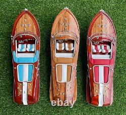 116 Red Riva Aquarama Wooden Model 21'' Speed Boat Ship Gift Decoration