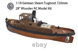 118 German Steam Boat 720mm 28 Wooden RC Model Kit