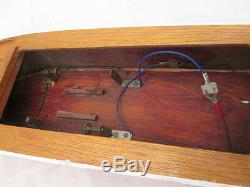 12-1/2 Long Wood Model Boat with Electric Motor Red Fabric Canopy