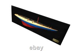 12 Blue and Red Solid Wood Hand Painted Rainbow Half-Hull Model Boat