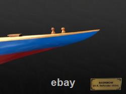 12 Blue and Red Solid Wood Hand Painted Rainbow Half-Hull Model Boat