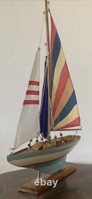 16 MODEL Wood Sailboat Sailing Boat Quality Wood Home Decor 20.5 Tall-Colorful