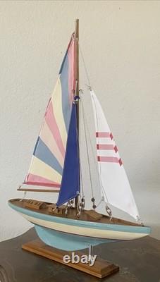 16 MODEL Wood Sailboat Sailing Boat Quality Wood Home Decor 20.5 Tall-Colorful