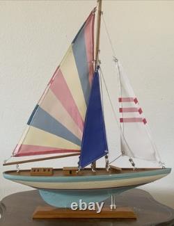 16 MODEL Wood Sailboat Sailing Boat Quality Wood Home Decor 20.5 Tall-Colorful