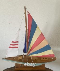 16 MODEL Wood Sailboat Sailing Boat Quality Wood Home Decor 20.5 Tall-Colorful
