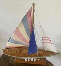 16 MODEL Wood Sailboat Sailing Boat Quality Wood Home Decor 20.5 Tall-Colorful