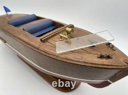 16 Solid Wood Toy Boat Model Display Chris Craft Runabout Red Maroon Blue Seat