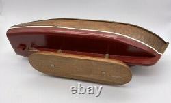 16 Solid Wood Toy Boat Model Display Chris Craft Runabout Red Maroon Blue Seat