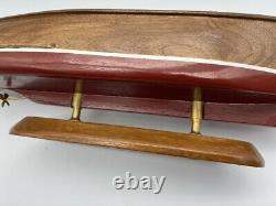 16 Solid Wood Toy Boat Model Display Chris Craft Runabout Red Maroon Blue Seat