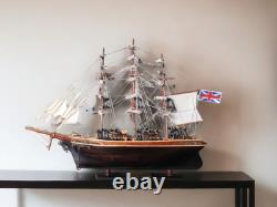 17 Brown Wood and Metal Hand Painted Cutty Sark Model Boat Tabletop Sculpture