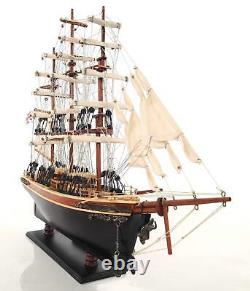 17 Brown Wood and Metal Hand Painted Cutty Sark Model Boat Tabletop Sculpture