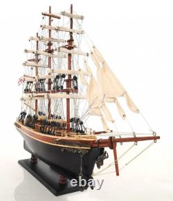 17 Brown Wood and Metal Hand Painted Cutty Sark Model Boat Tabletop Sculpture