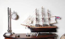 17 Brown Wood and Metal Hand Painted Cutty Sark Model Boat Tabletop Sculpture