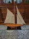 1895 America's Cup Racer 36 Wooden Model Pond Yacht Sail Boat With Stand