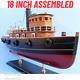 18 Inch Wooden Model Harbor Tugboat Nautical Home Decor Boats Ships Assembled