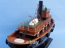 18 Inch WOODEN MODEL HARBOR TUGBOAT Nautical Home Decor Boats Ships Assembled
