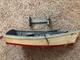 18 Wooden Skiff Model, Hand Made, Hand Painted With Anchor, Paddle, Rope & Stand