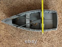18 WOODEN SKIFF MODEL, HAND MADE, HAND PAINTED With ANCHOR, PADDLE, ROPE & STAND
