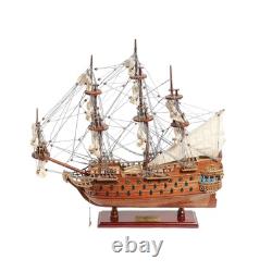 18 Wood Brown Solid Wood Hand Painted San Felipe 1690 Small Model Boat