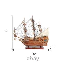 18 Wood Brown Solid Wood Hand Painted San Felipe 1690 Small Model Boat