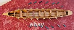 1920's LONGBOAT ROWING MODEL, 14 SIDE-BY-SIDE OARSMEN, ASSEMBLED IN BOX