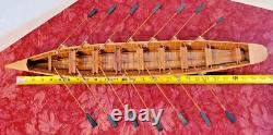 1920's LONGBOAT ROWING MODEL, 14 SIDE-BY-SIDE OARSMEN, ASSEMBLED IN BOX