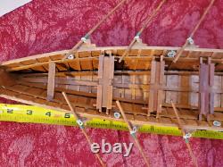 1920's LONGBOAT ROWING MODEL, 14 SIDE-BY-SIDE OARSMEN, ASSEMBLED IN BOX