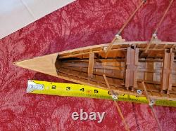 1920's LONGBOAT ROWING MODEL, 14 SIDE-BY-SIDE OARSMEN, ASSEMBLED IN BOX