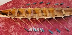 1920's LONGBOAT ROWING MODEL, 14 SIDE-BY-SIDE OARSMEN, ASSEMBLED IN BOX