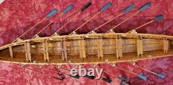 1920's LONGBOAT ROWING MODEL, 14 SIDE-BY-SIDE OARSMEN, ASSEMBLED IN BOX