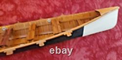 1920's LONGBOAT ROWING MODEL, 14 SIDE-BY-SIDE OARSMEN, ASSEMBLED IN BOX