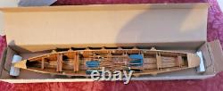 1920's LONGBOAT ROWING MODEL, 14 SIDE-BY-SIDE OARSMEN, ASSEMBLED IN BOX