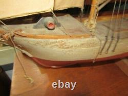 1920's Rare Antique Model Ship Sailing Boat Hand Made Wood X933