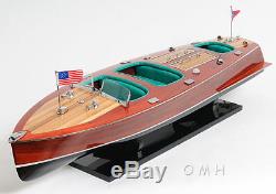 1938 Chris Craft Triple Cockpit Runabout Wooden Model 32 Painted Boat New