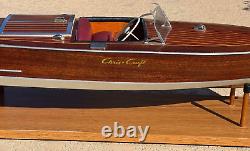 1949 CHRIS CRAFT RACING RUNABOUT WOODEN 2 COCKPIT 29 BUILT BOAT MODEL With STAND