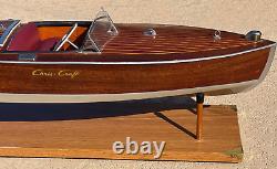1949 CHRIS CRAFT RACING RUNABOUT WOODEN 2 COCKPIT 29 BUILT BOAT MODEL With STAND