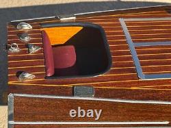 1949 CHRIS CRAFT RACING RUNABOUT WOODEN 2 COCKPIT 29 BUILT BOAT MODEL With STAND