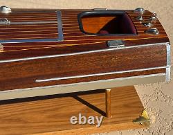 1949 CHRIS CRAFT RACING RUNABOUT WOODEN 2 COCKPIT 29 BUILT BOAT MODEL With STAND