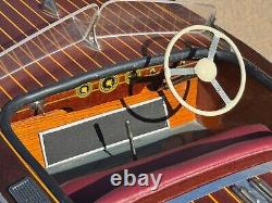 1949 CHRIS CRAFT RACING RUNABOUT WOODEN 2 COCKPIT 29 BUILT BOAT MODEL With STAND