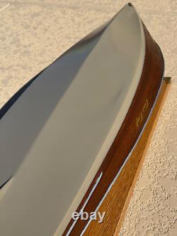 1949 CHRIS CRAFT RACING RUNABOUT WOODEN 2 COCKPIT 29 BUILT BOAT MODEL With STAND
