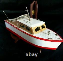 1950's Wooden Model Boat Battery Power Japan Windshield Lights Works! Cruiser