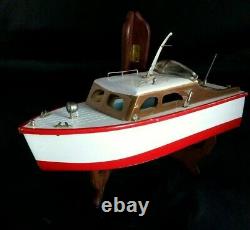 1950's Wooden Model Boat Battery Power Japan Windshield Lights Works! Cruiser